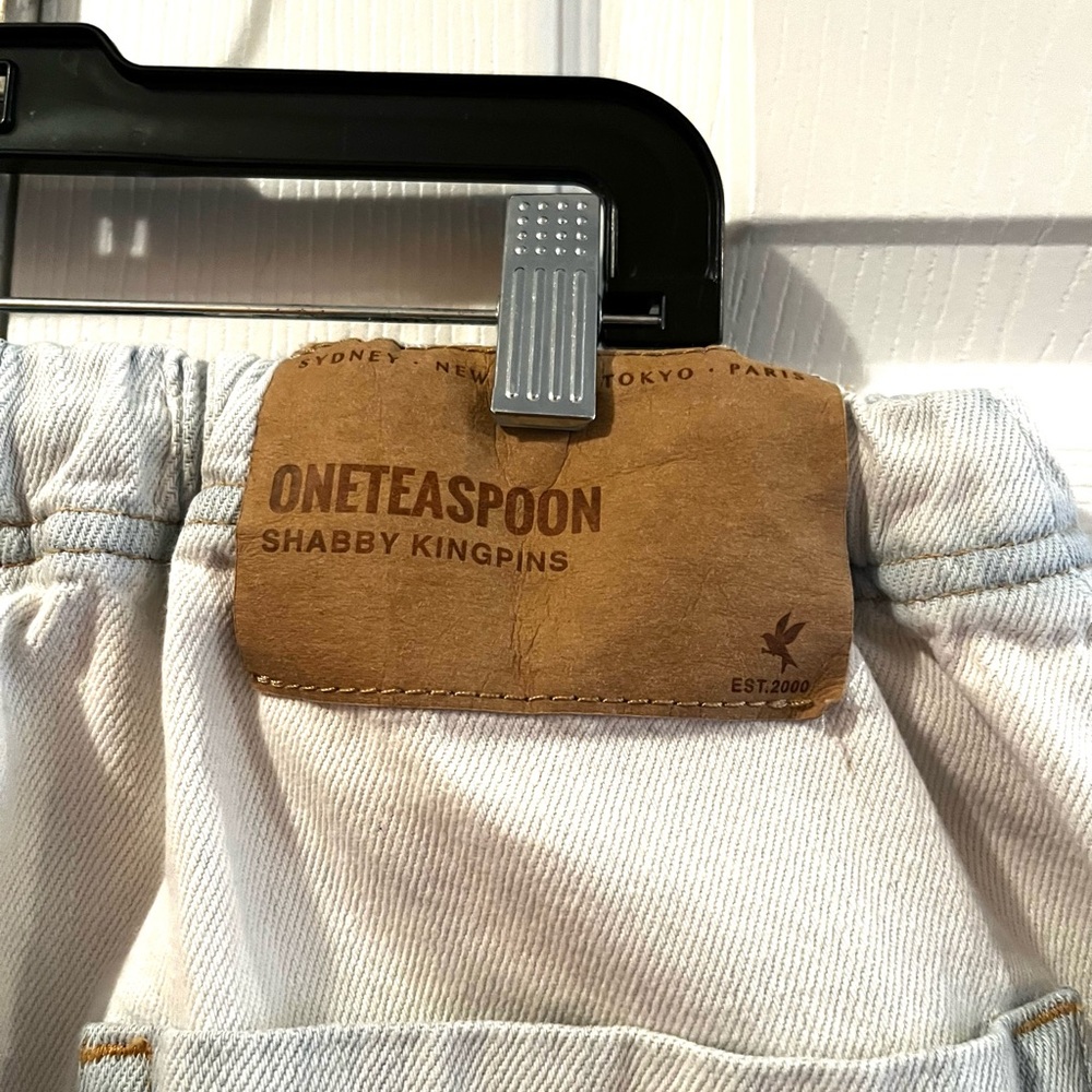 One Teaspoon Light Wash Boyfriend Jeans with Drawstring Waist - Picture 11 of 13